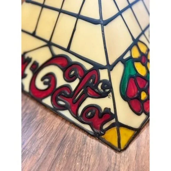 Vintage Coca-Cola Faux Stained Glass Hanging Pendant Light Shade Plastic Soda